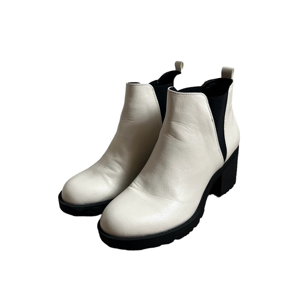 White heel ankle boots